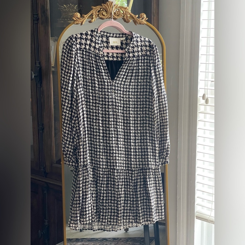 Maeve x Anthropologie Margaret Black and White Houndstooth Tunic Dress